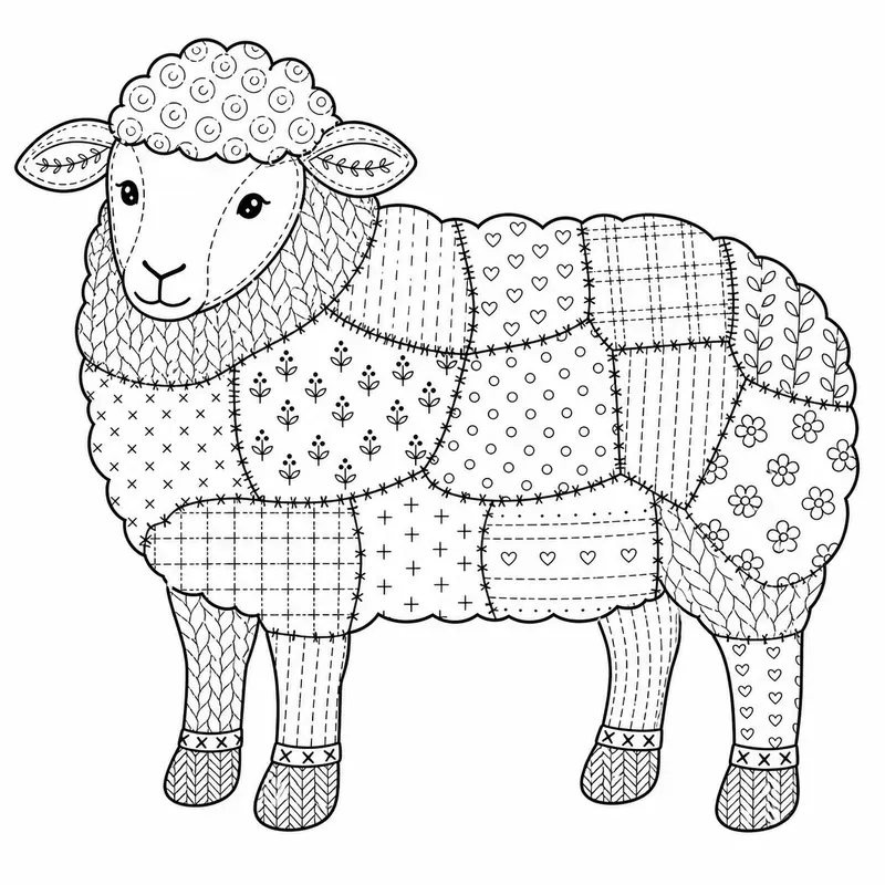 Farm Animal Patchwork Coloring Pages