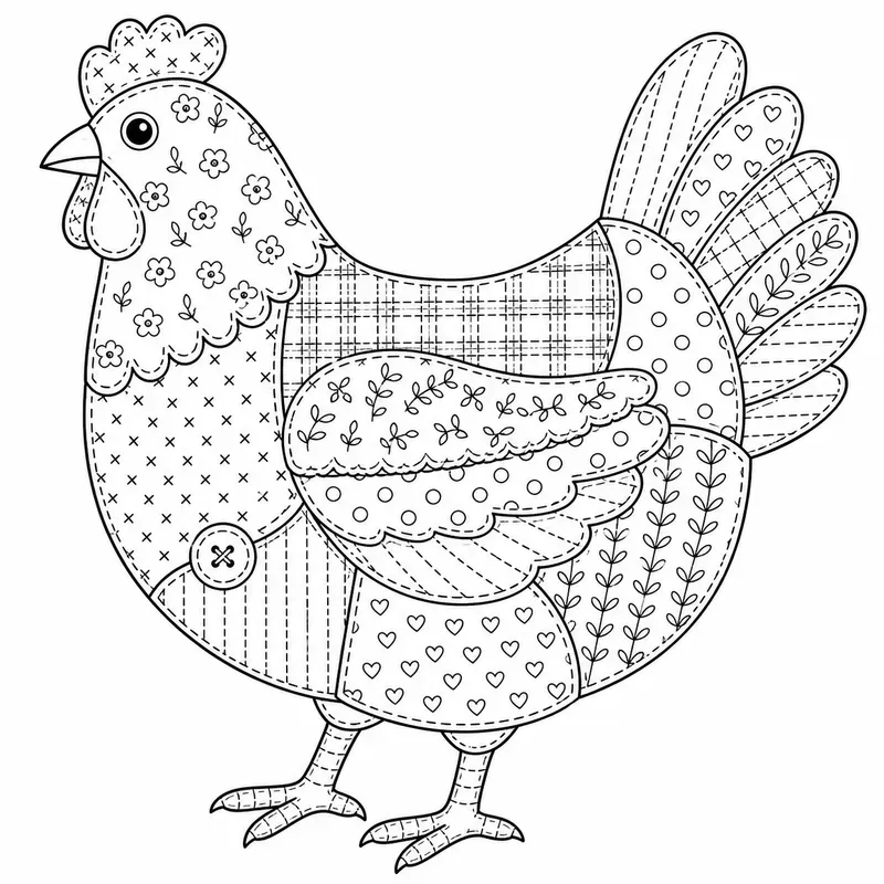 Farm Animal Patchwork Coloring Pages