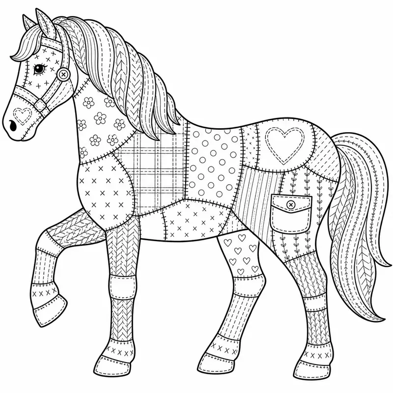Farm Animal Patchwork Coloring Pages