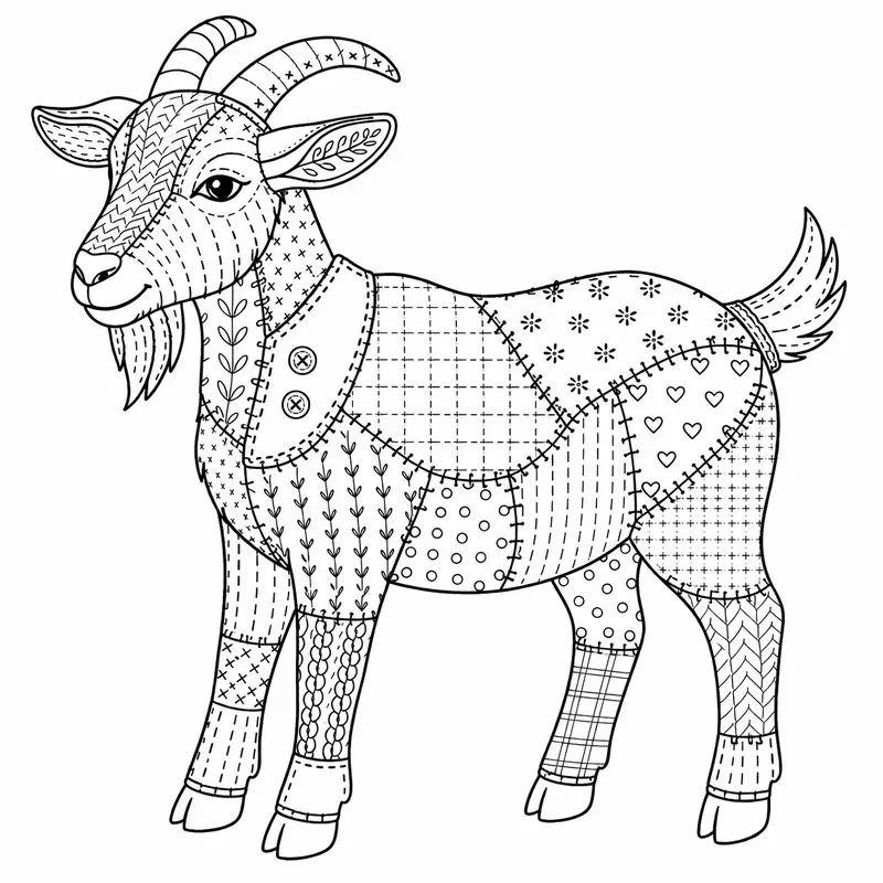 Farm Animal Patchwork Coloring Pages
