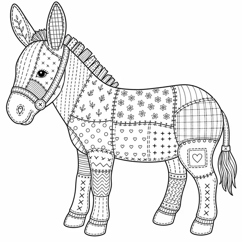 Farm Animal Patchwork Coloring Pages