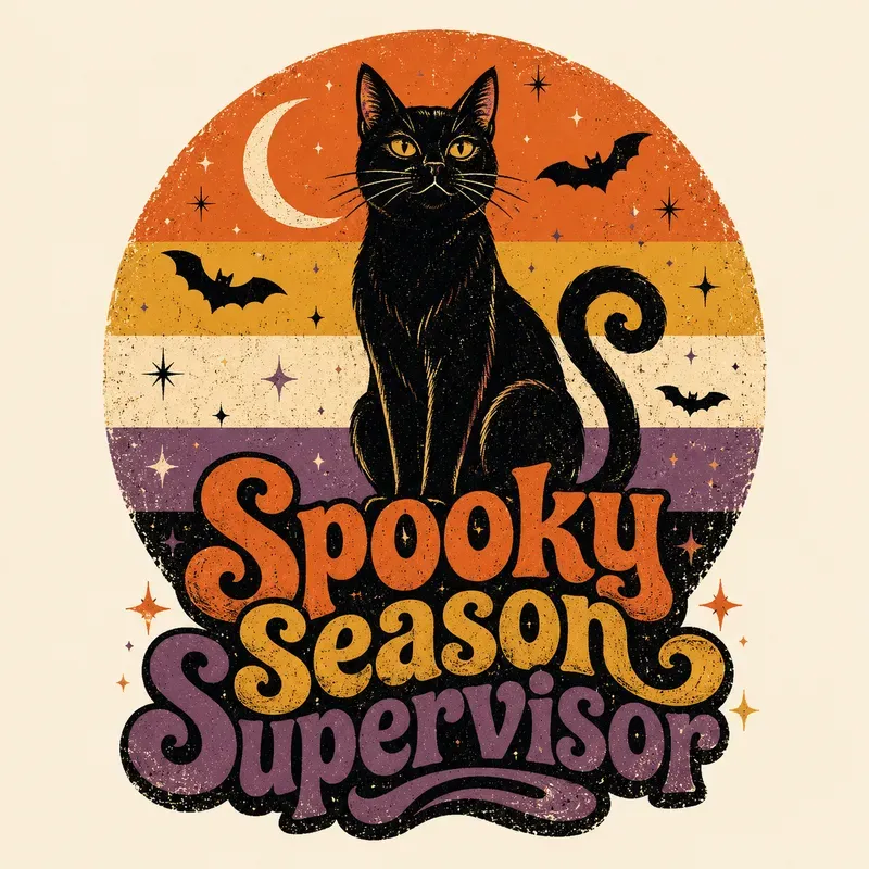 Retro Black Cat Halloween Tee Designs