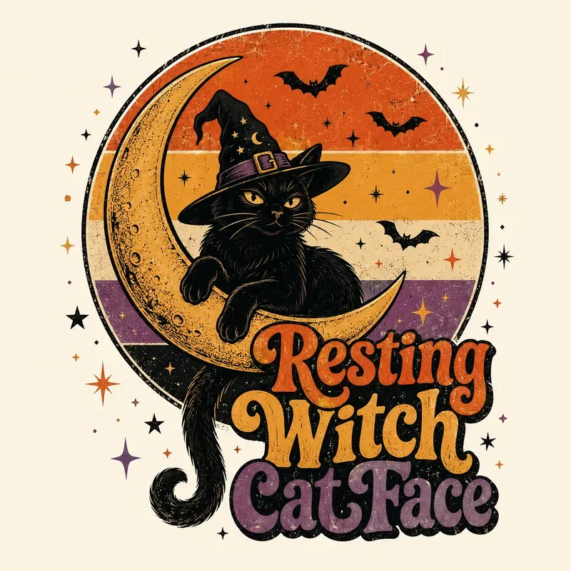 Retro Black Cat Halloween Tee Designs