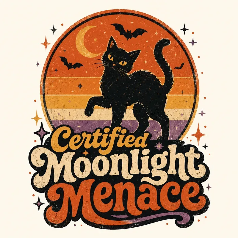 Retro Black Cat Halloween Tee Designs