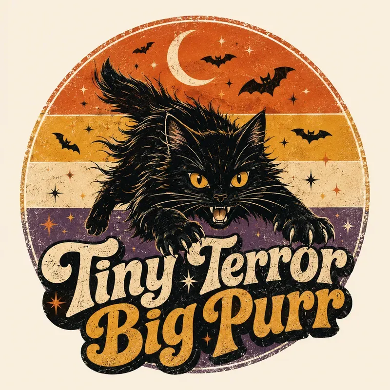 Retro Black Cat Halloween Tee Designs