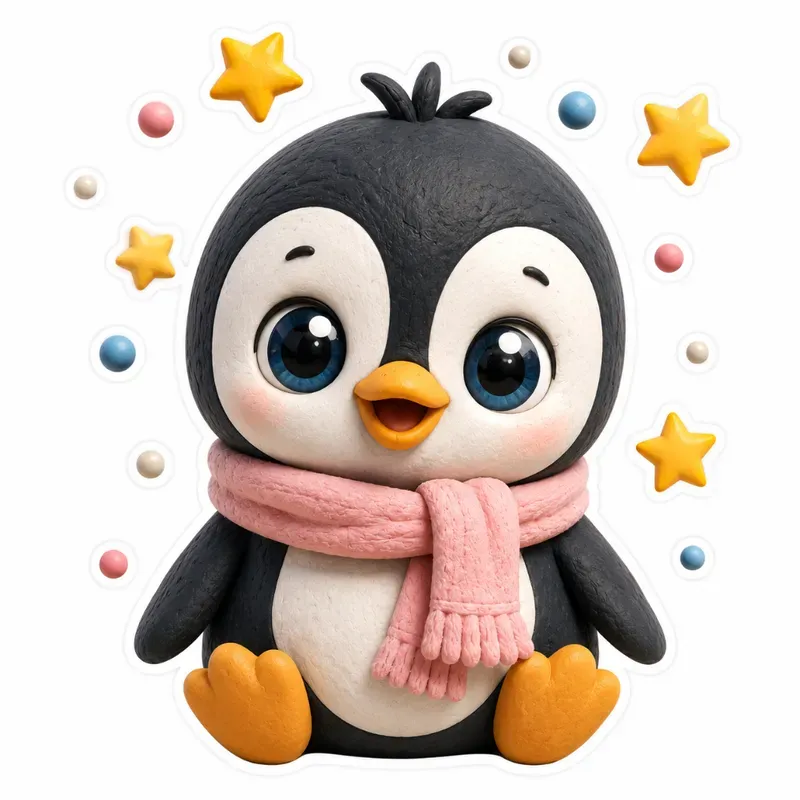 3D Clay Animal Character Sticker Pod Art