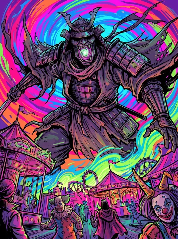 Psychedelic Kaiju Card Illustrations