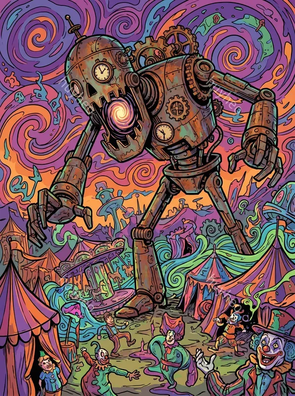 Psychedelic Kaiju Card Illustrations