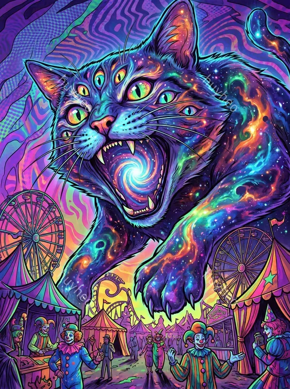 Psychedelic Kaiju Card Illustrations