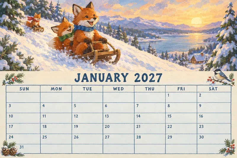 Storybook 2027 Calendar Printable Pages