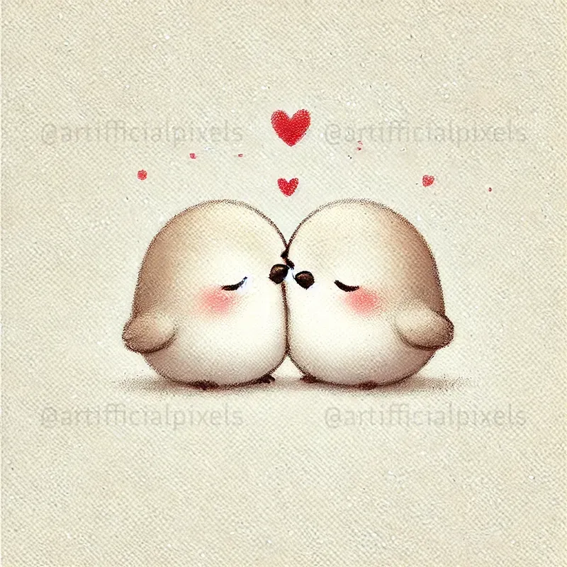 Softly Hand Drawn Animal Couples In Love