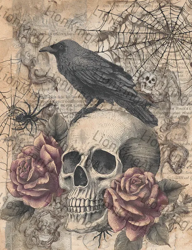 Gothic Rose Skull Illustrations