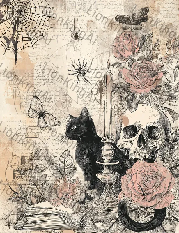 Gothic Rose Skull Illustrations