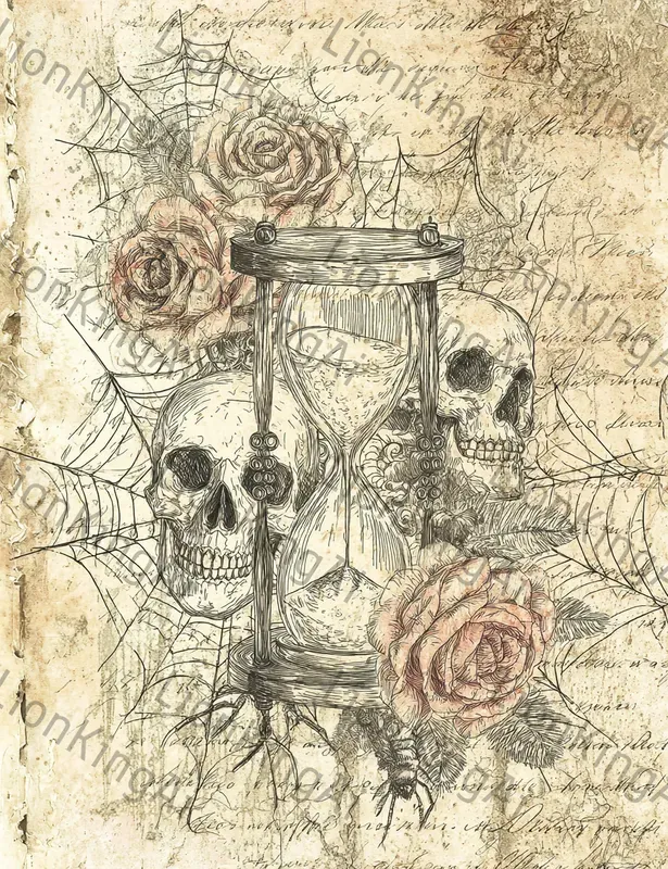 Gothic Rose Skull Illustrations
