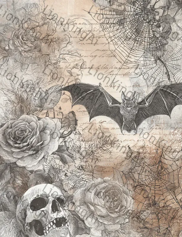 Gothic Rose Skull Illustrations