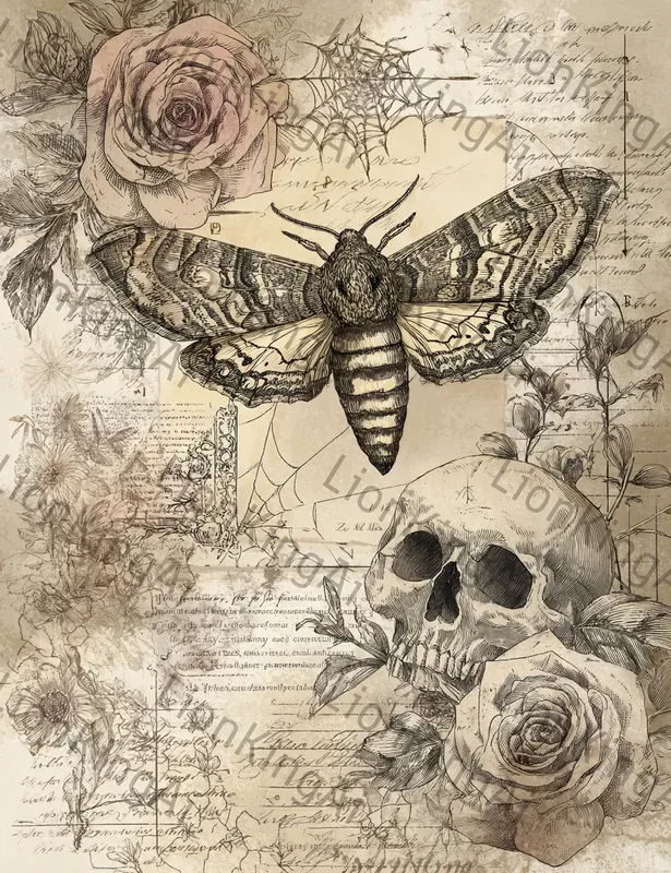 Gothic Rose Skull Illustrations