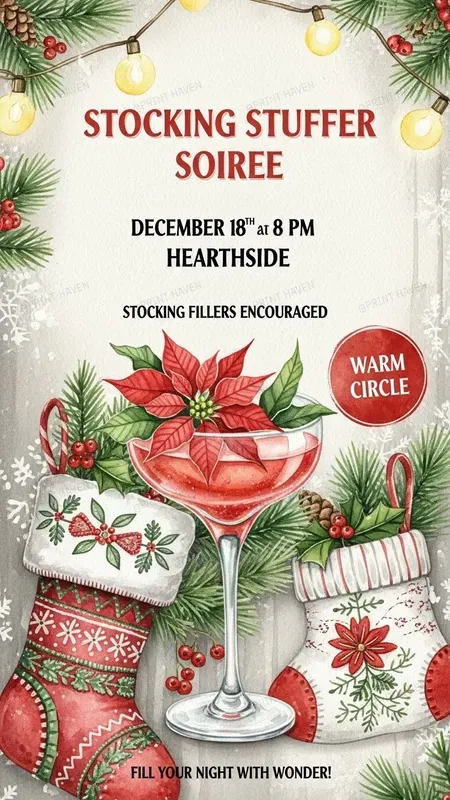 Poinsettia Cocktail Party Invitations Pro