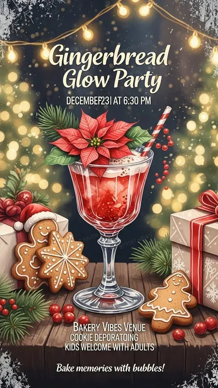 Poinsettia Cocktail Party Invitations Pro