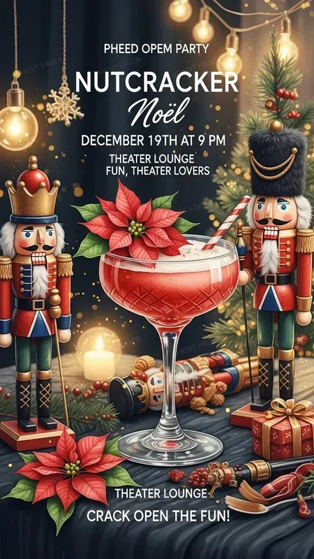 Poinsettia Cocktail Party Invitations Pro