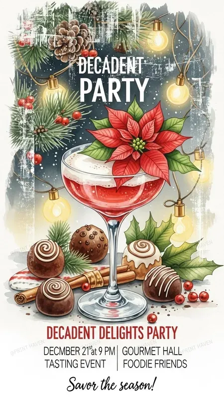 Poinsettia Cocktail Party Invitations Pro