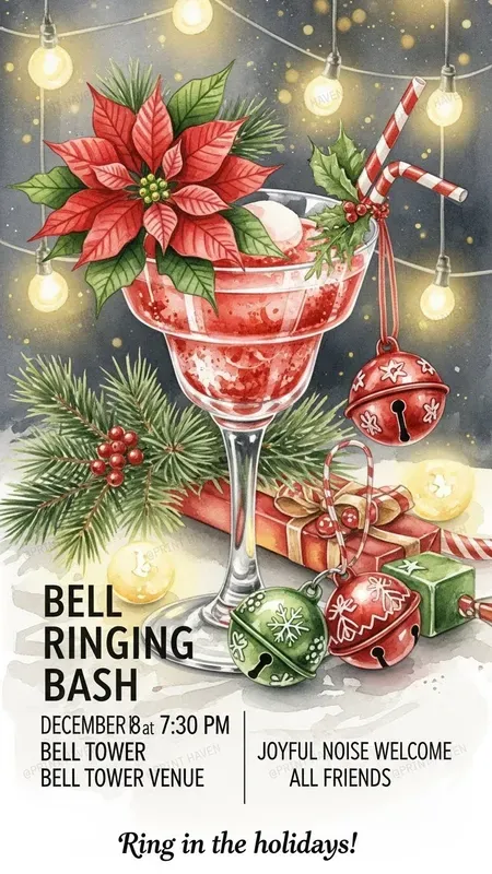 Poinsettia Cocktail Party Invitations Pro