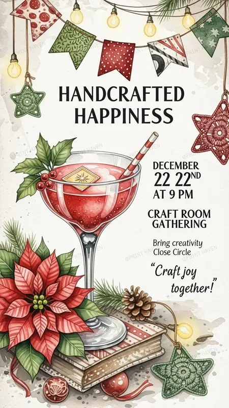 Poinsettia Cocktail Party Invitations Pro