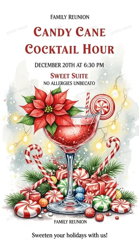 Poinsettia Cocktail Party Invitations Pro