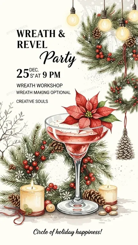 Poinsettia Cocktail Party Invitations Pro