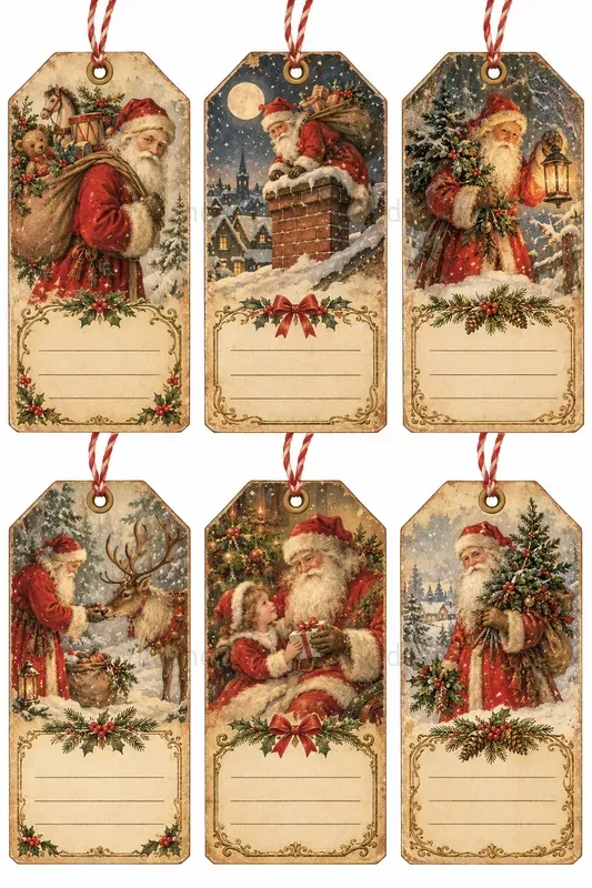 Vintage Christmas Parcel Tags