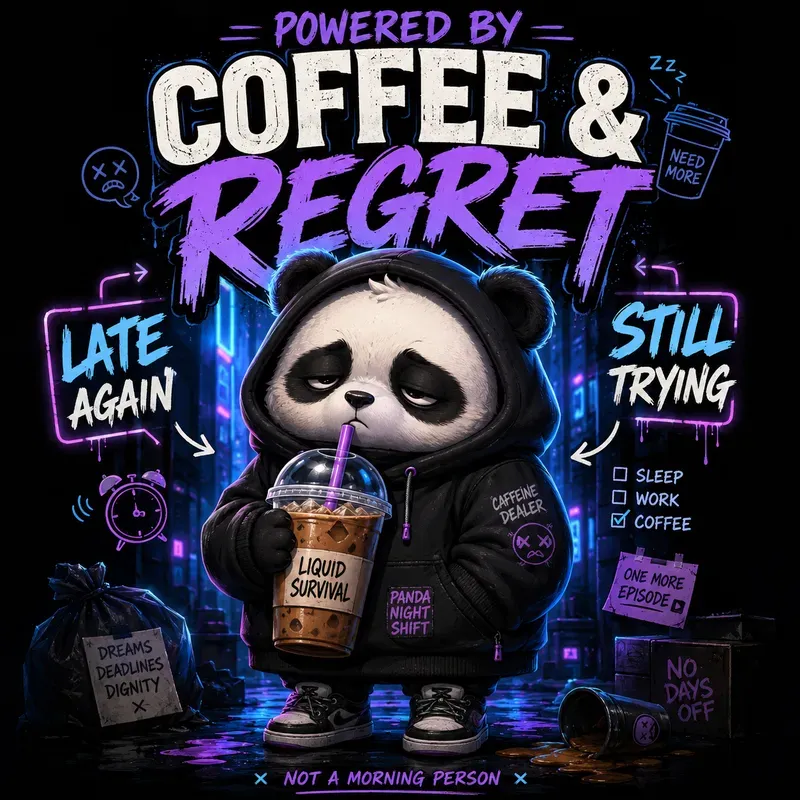 Cute Sleepy Cat Coffee Monday Vibes