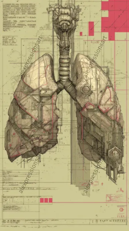 Biomechanical Sci Fi Blueprint Art