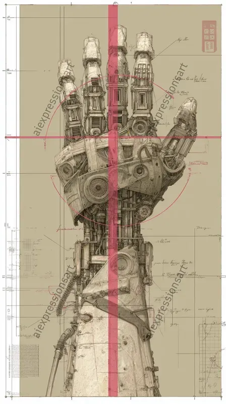Biomechanical Sci Fi Blueprint Art