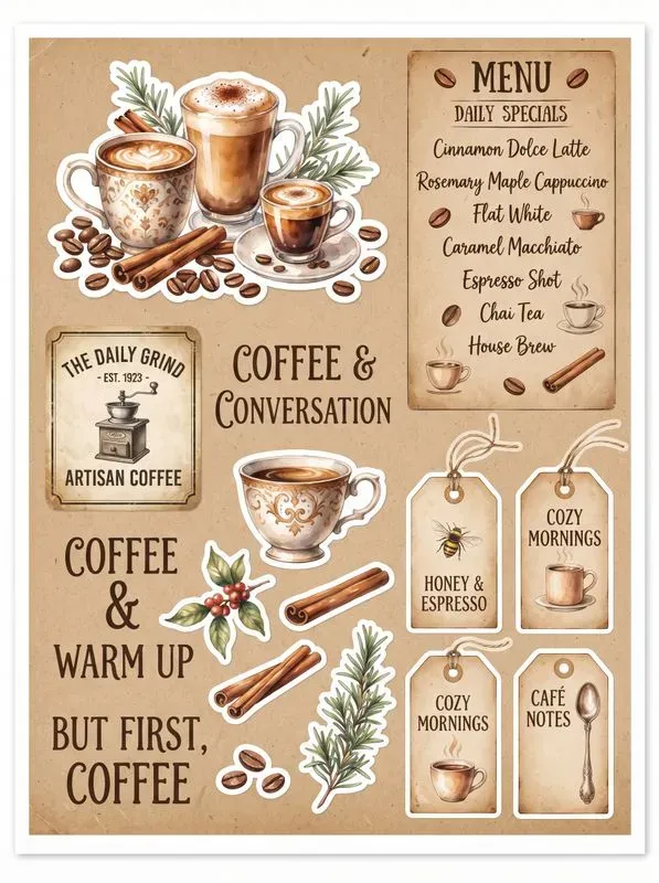 Cozy Coffee Watercolor Journal Pages