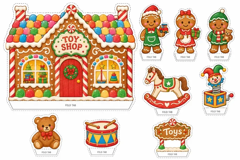 Gingerbread Village Printable Playsets