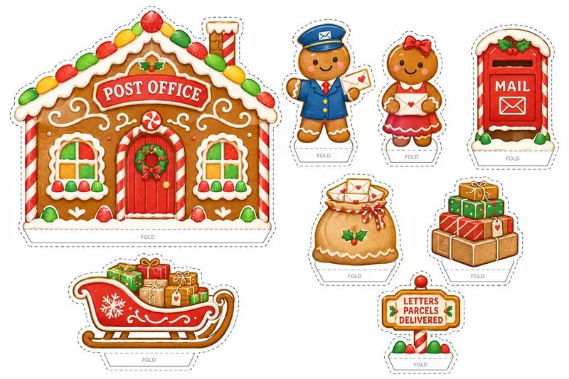 Gingerbread Village Printable Playsets