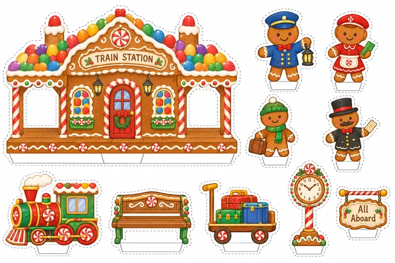 Gingerbread Village Printable Playsets