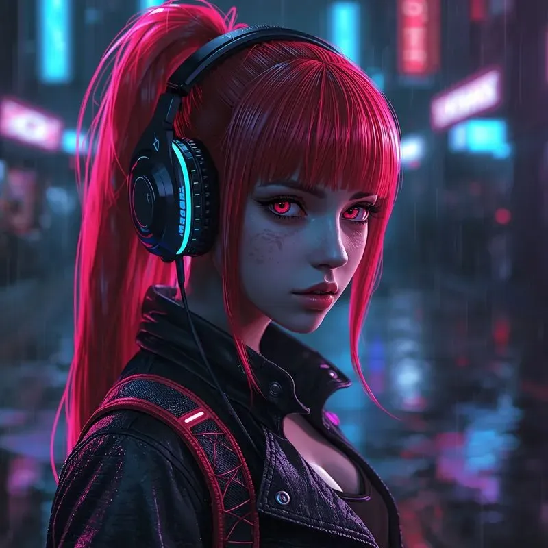 Cyberpunk Neon Gamer Girl Avatars
