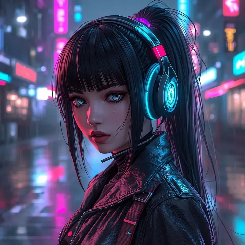 Cyberpunk Neon Gamer Girl Avatars