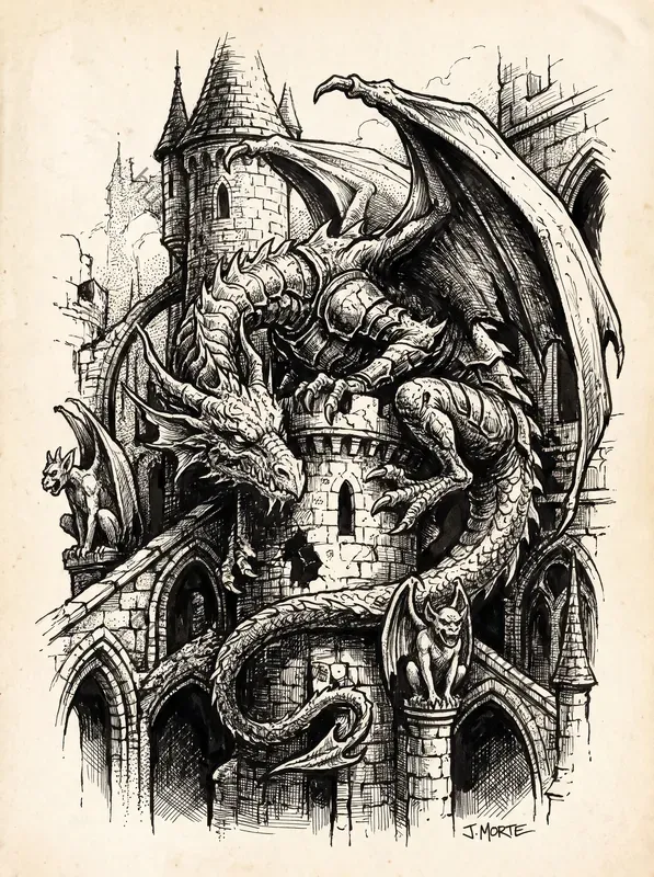 Gothic Ink Sketch Monochrome Art
