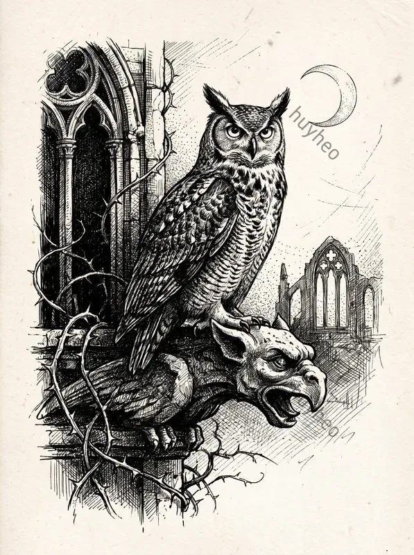 Gothic Ink Sketch Monochrome Art
