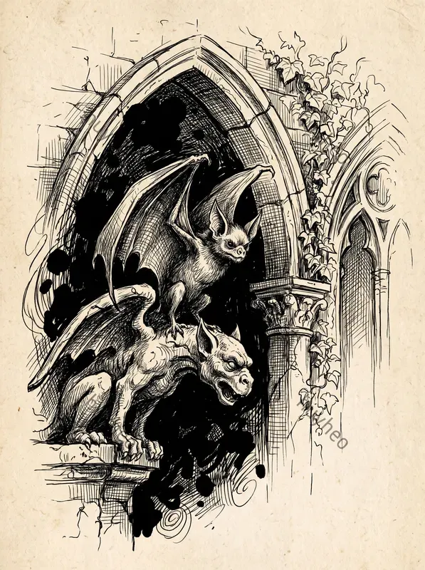 Gothic Ink Sketch Monochrome Art