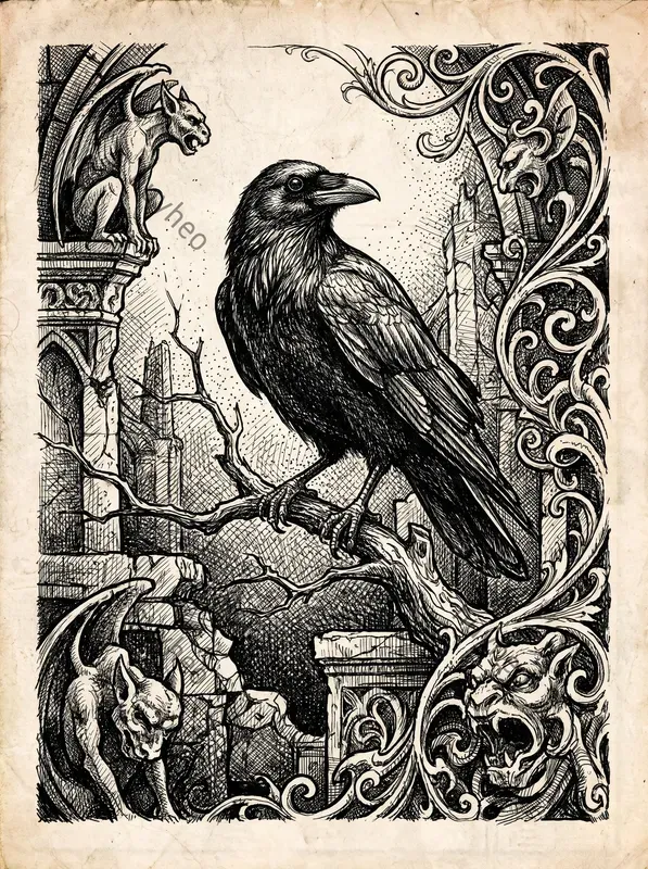 Gothic Ink Sketch Monochrome Art