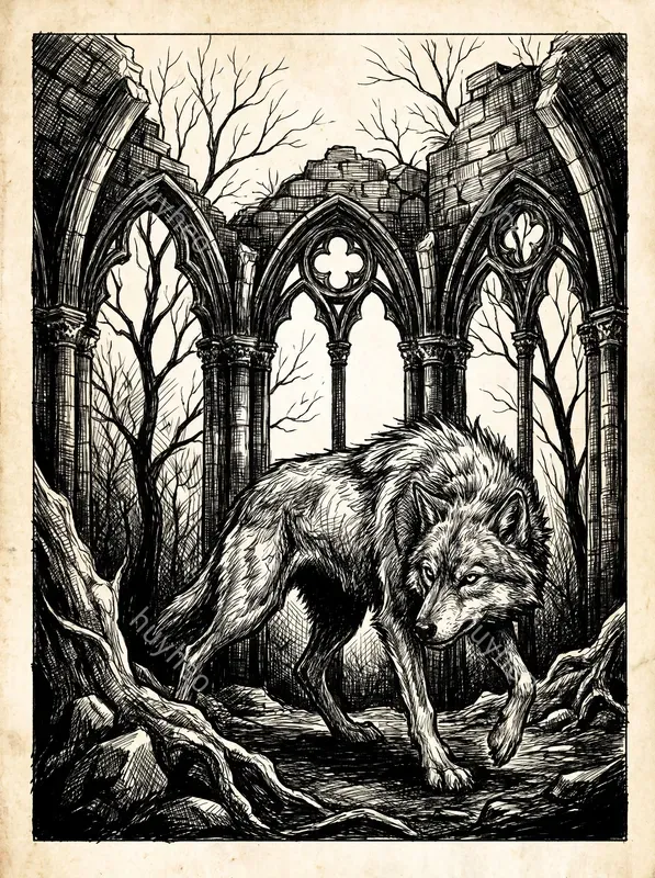 Gothic Ink Sketch Monochrome Art