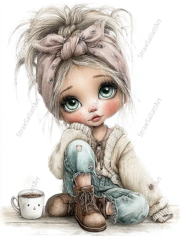 Whimsical Boho Girls And Boys Clipart