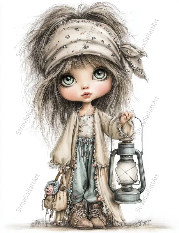 Whimsical Boho Girls And Boys Clipart