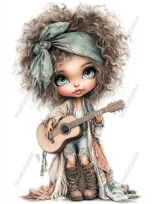 Whimsical Boho Girls And Boys Clipart