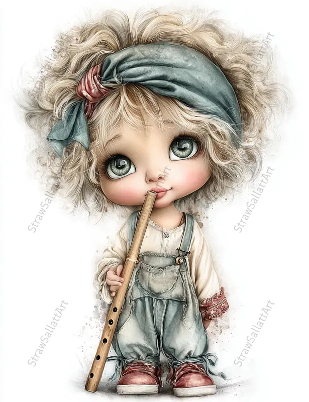 Whimsical Boho Girls And Boys Clipart