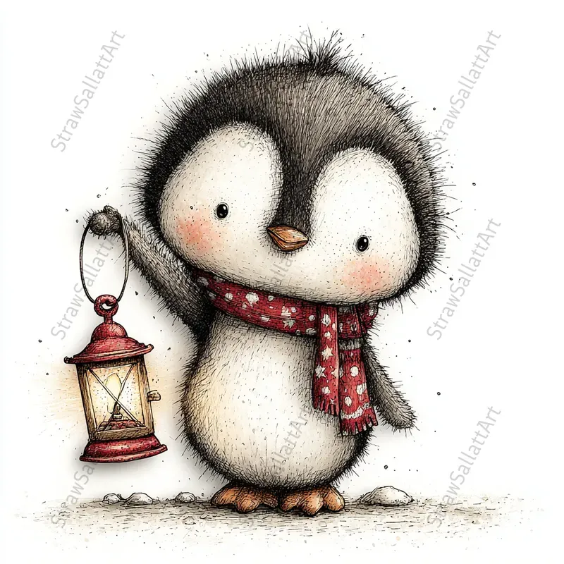 Watercolor Christmas Character Gift Cards