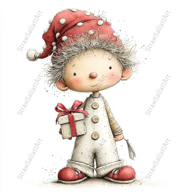 Watercolor Christmas Character Gift Cards