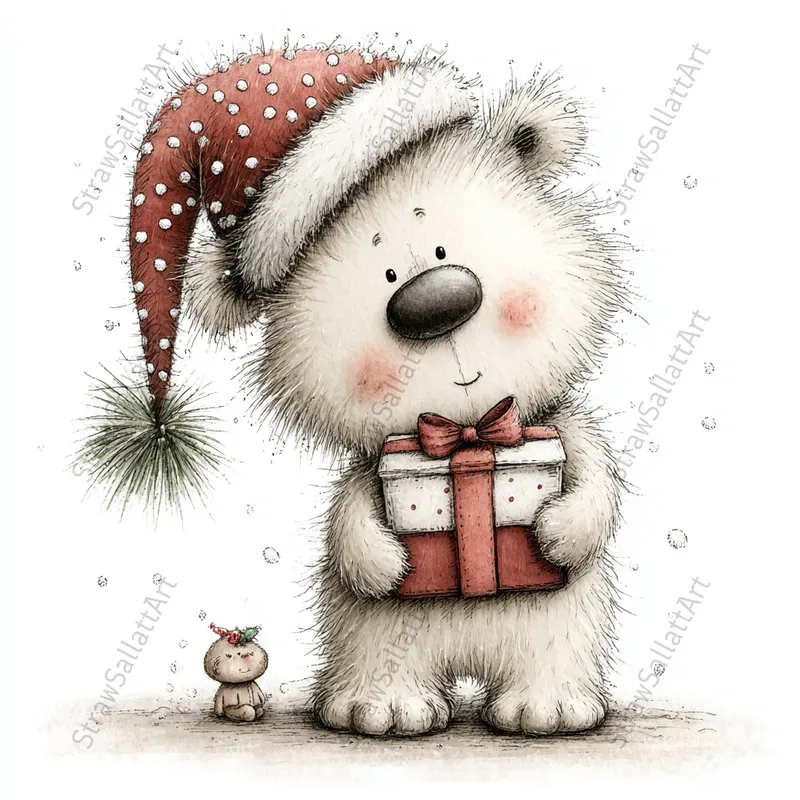 Watercolor Christmas Character Gift Cards